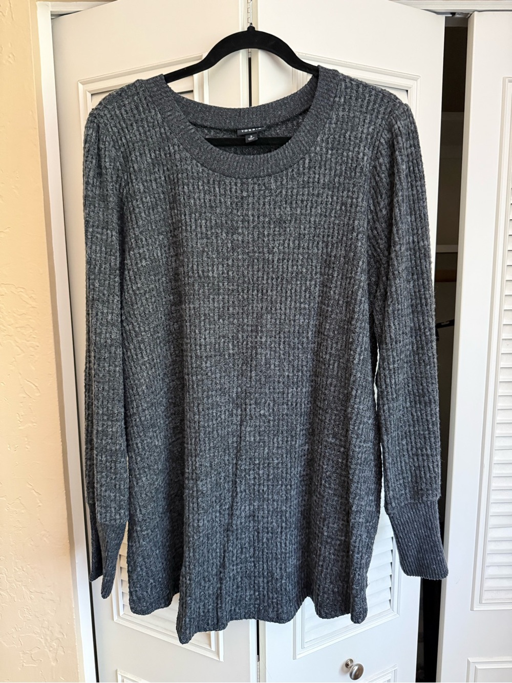 torrid Heathered Charcoal Waffle Knit Crewneck Sweater